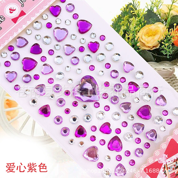 Crystal Patch Acrylic Gem Stickers, Plum Blossom & Heart Designs, 18 × 8.5 cm