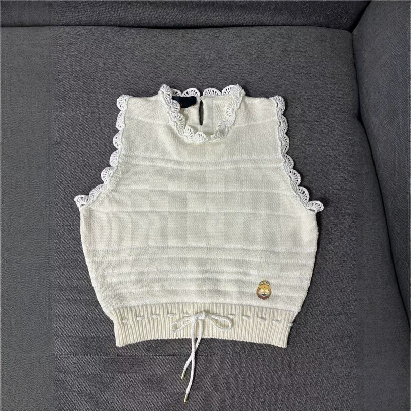Original development details *L26 new product* Lace short knitted vest with round neck and drawstring, Nanyou style Original development details *L26 new product* Lace short knitted vest with round neck and drawstring, Nanyou style