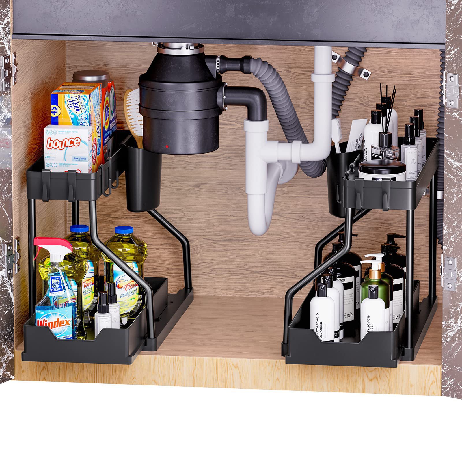 Transfronterizo TEMU Amazon estante de almacenamiento deslizante estante de almacenamiento tipo extracción estante de almacenamiento de lavabo de cocina de baño