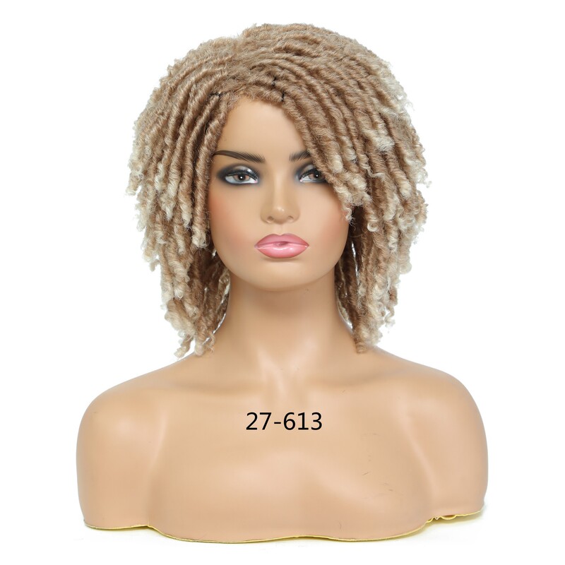 Chemical Fiber Tube Curly Small Roll Gradient Color Roll Fluffy Dreadlock Short Hood African Wig Female Dreadlock Wigs Chemical Fiber Tube Curly Small Roll Gradient Color Roll Fluffy Dreadlock Short Hood African Wig Female Dreadlock Wigs