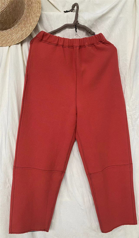 2022 Early Spring New Fluffy Soft Air Layer Simple Loose Silhouette Structure Ribbed Waist Carrot Pants