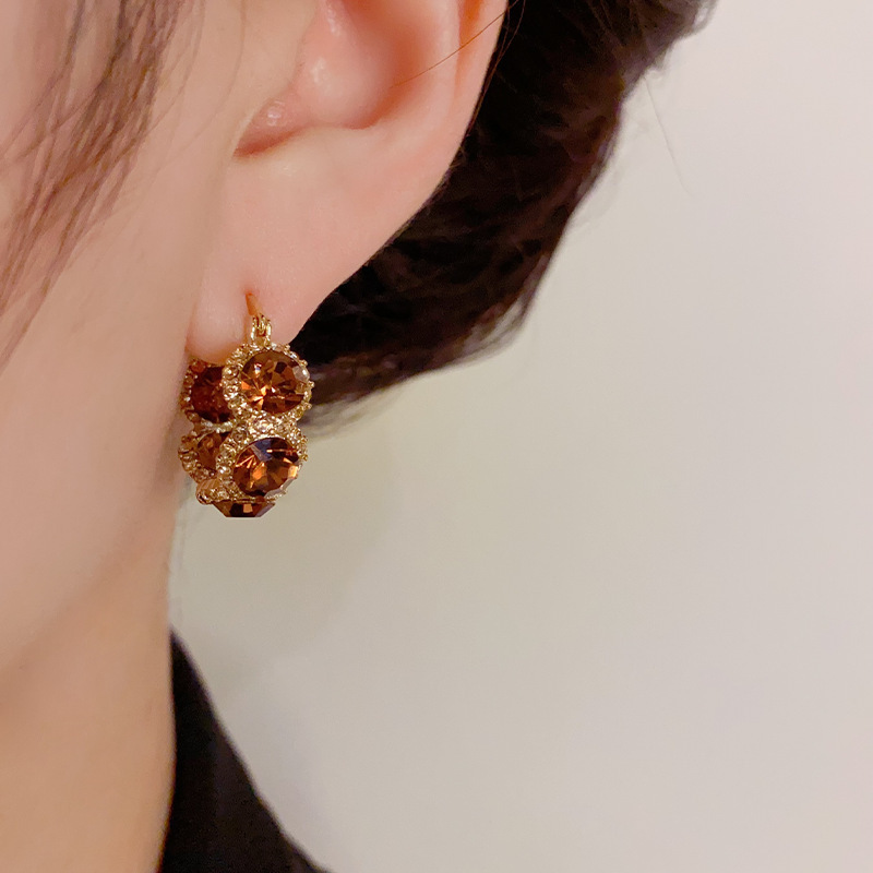Retro small design sophisticated earrings with zircon