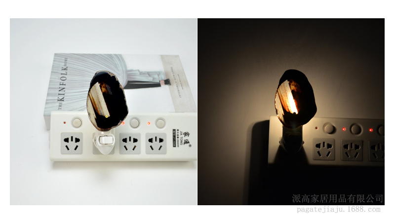 Transfronteriza nueva ágata rebanada de cristal noche Luz Hotel dormitorio noche luz regalo creativo lámpara de gas