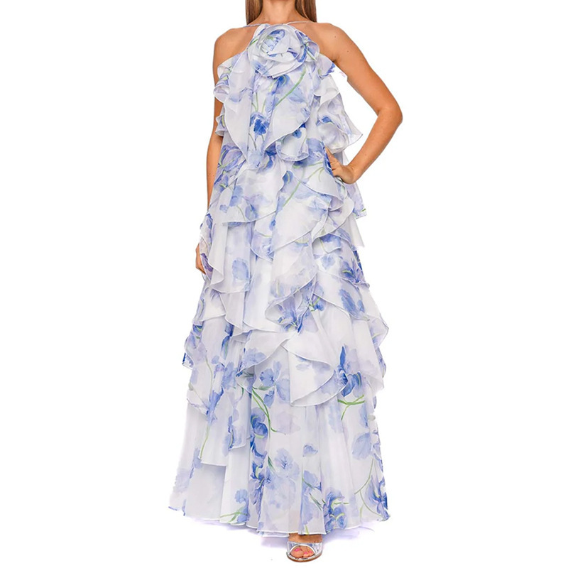 European and American Cross-Border 2026 Summer Women's New Style Three-Dimensional Floral Strap Dress Holiday Style Bridesmaid Dress European and American Cross-Border 2026 Summer Women's New Style Three-Dimensional Floral Strap Dress Holiday Style Bridesmaid Dress