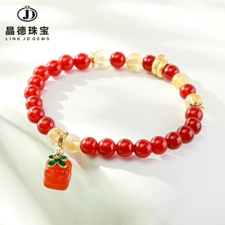 晶德珠宝7A级红玛瑙莲花手链2025年女生转运复古百搭新年手串批发