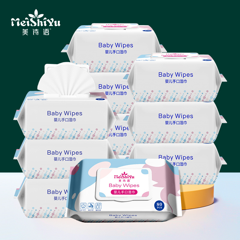 Toallitas de mano bebé 80 cajones con tapa recién nacido niños hogar 80 piezas gran paquete tejido húmedo fábrica al por mayor