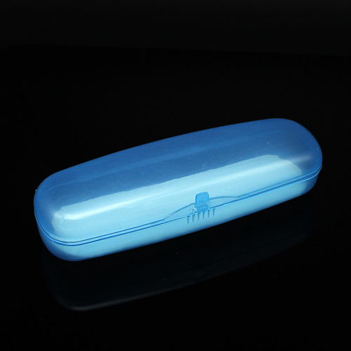 New translucent plastic glasses case blue transparent reading glasses case lightweight PVC hard plastic box snap-on storage