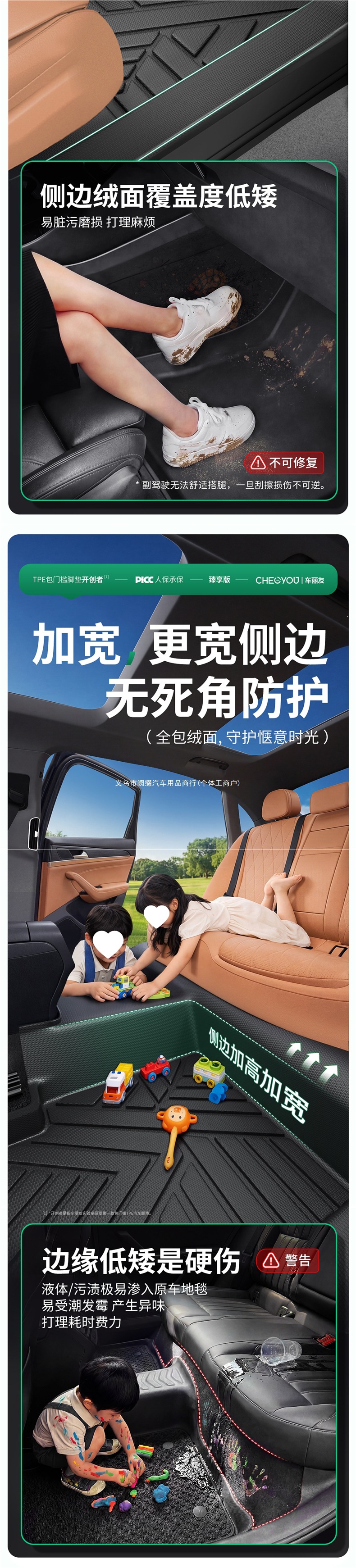 TPE full-coverage car floor mat for the driver's side, single piece, fully encircling the driver and passenger seats