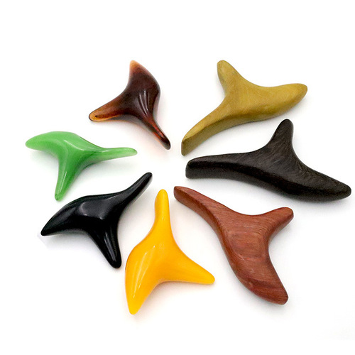 Wooden Triangle Bird Foot and Leg Acupressure Massager Amber and Amberite Foot Therapy Massage Spinal Point Acupressure Pen Muscle Tension Rod