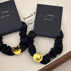 Metal Heart High Elastic Small Intestine Hair Tie Durable Ponytail Rubber Band Women's Hair Tie Simple Non-Damaging Hair Tie