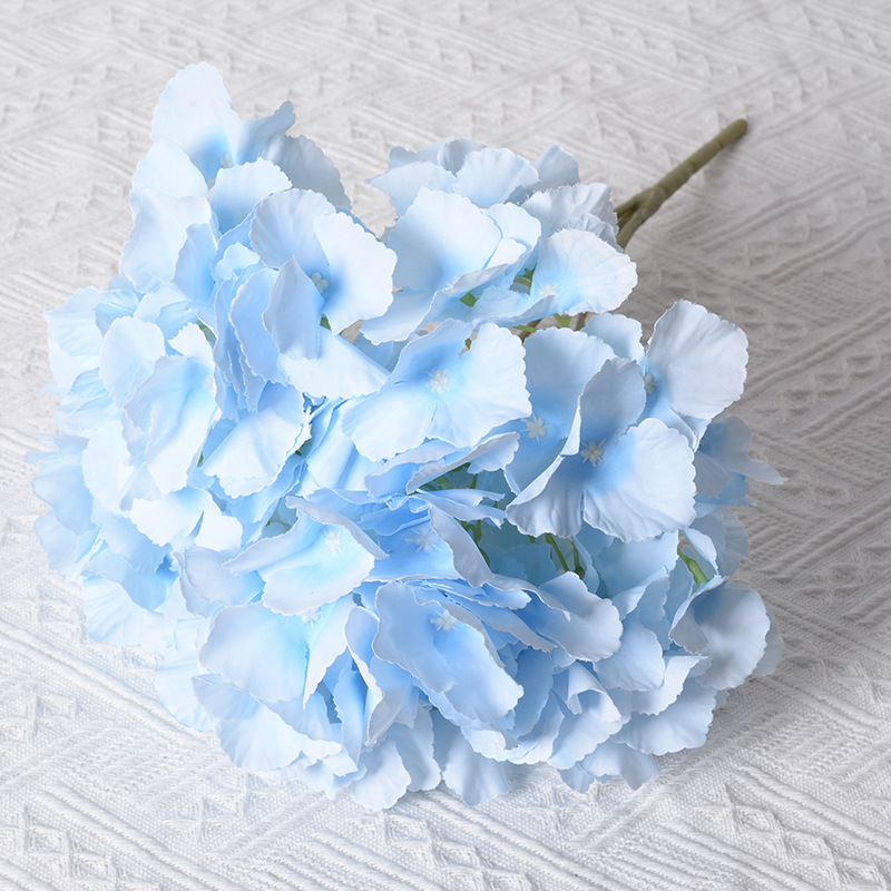 Hortensia artificial 5-cabeza paquete macaron Hortensia boda tiro diseño decoración del hogar flor falsa Flor de tela de seda