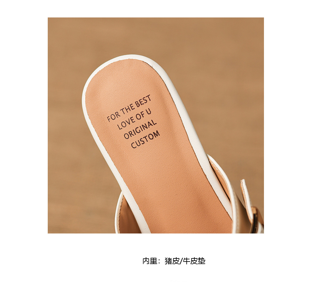 Dép sandal nữ mũi trùm đế bệt chất liệu da bò lưới sợi phong cách Muller — đen chi tiết 18