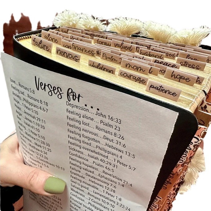 2024 Transfronterizo Prayer Bible Tabs Diseño cruzado Biblia Índice Etiqueta engomada