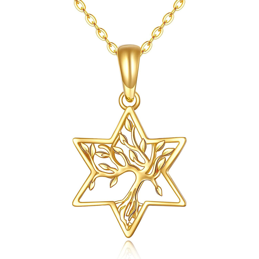 Hot Selling Nieuwe Zes Sterren Levensboom Legering Hanger Ketting Mode Sieraden Moederdag Cadeau_voghion.com