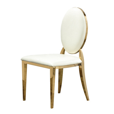 Silla de comedor de acero inoxidable de oro al por mayor sala de estar silla trasera Hotel sala de banquetes Silla de boda de acero inoxidable Silla de espalda redonda