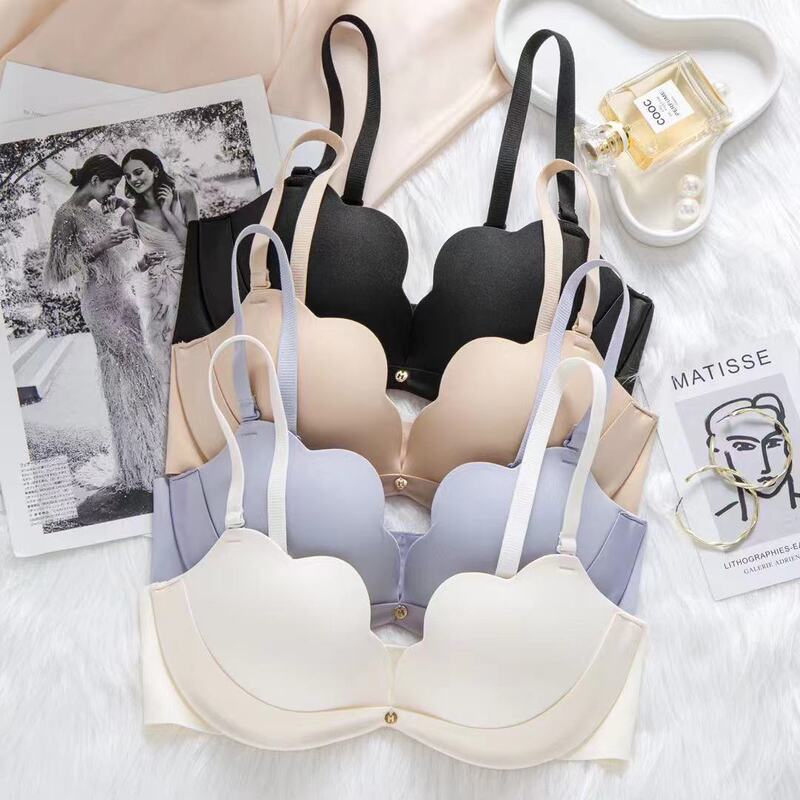 2230 sexy fashion concise glossy seamless fabric silk fabric Meow Claw Cup cute bra underwear suit