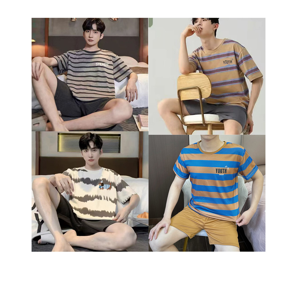 2025 comercio exterior de verano pantalones cortos de manga corta pijamas de hombre dibujos animados se pueden usar con un conjunto delgado de ropa de hogar supermercado