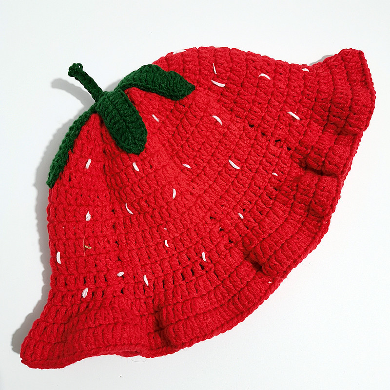 Maglia lavorata all'uncinetto fatta a mano transfrontaliera per donna, autunno e inverno, dolce e carino pescatore di fragole con bordo arricciato_voghion.com