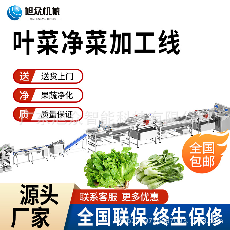 旭众净菜加工流水线设备商用蔬菜肉类土豆清洗机预制菜气泡洗菜机