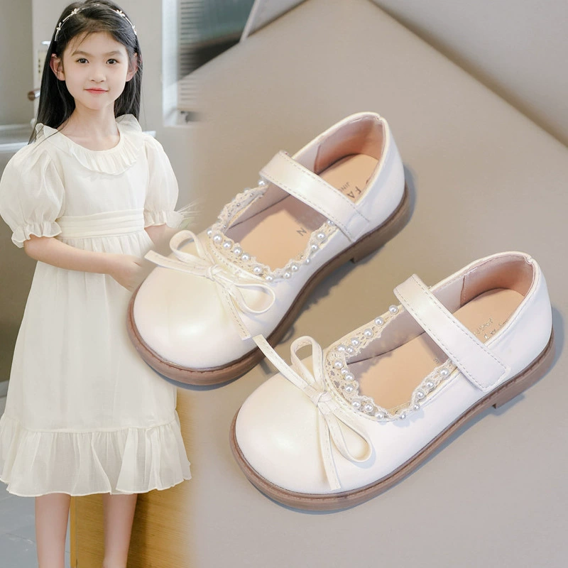 Кожаная обувь для девочек весна и осень 2025 новая обувь принцессы маленькая девочка иностранная мягкая подошва детская обувь