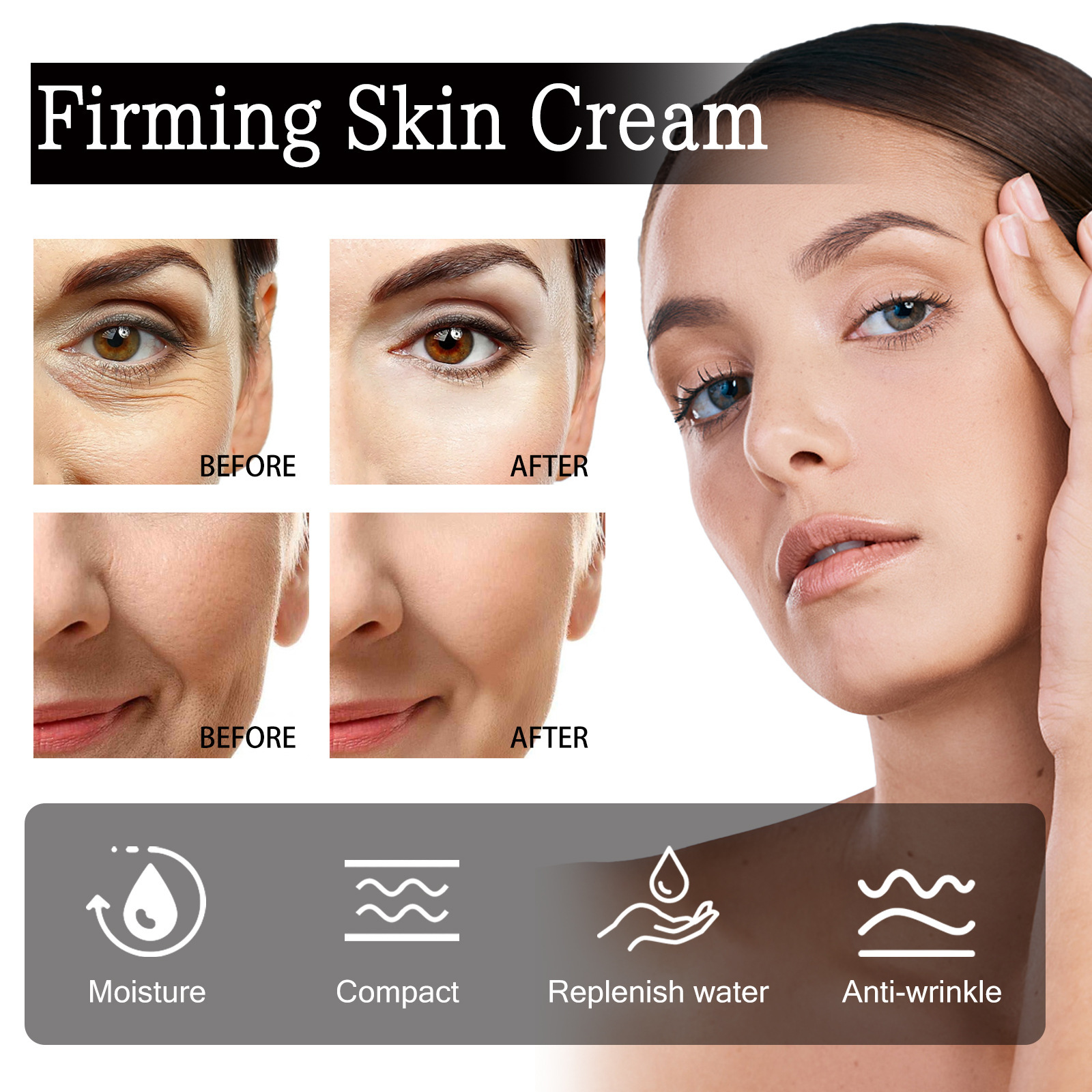 Krém na spevnenie vrások Zosvetľuje jemné línie podporuje spevnenie pokožky hydratuje a krém na tvár proti vráskam proti starnutiu zlepšuje drsnosť_voghion.com