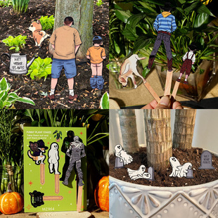 Mz962-966 Fun Urinating Wooden Potted Plant Insert Mini Plant Pot Decorative Wooden Insert