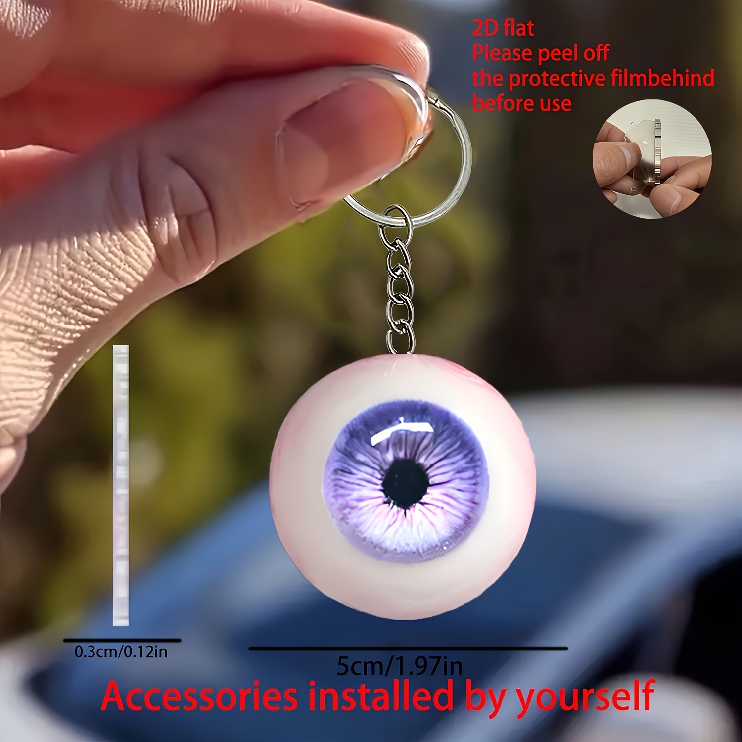Colgantes acrílicos grandes ojos colgantes planos transfronterizos nuevos espejos retrovisores decoraciones mochila colgantes