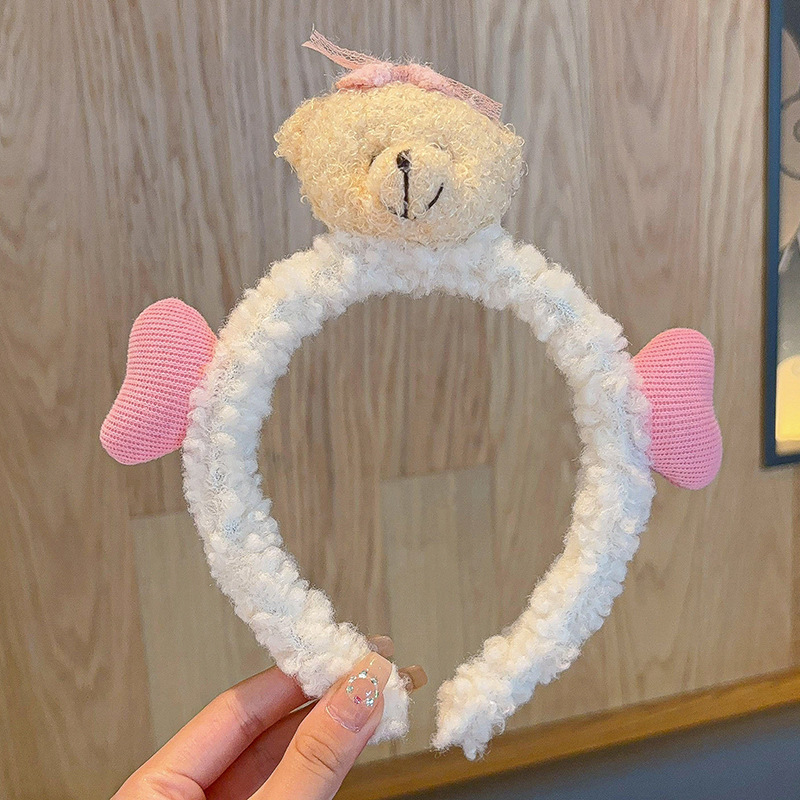 Lavarse la cara cinturón de cabello lindos de peluche para la mujer lavado y máscara especial de agujeros de cabello cinturón de cabello brazalete