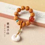 国潮禅意文玩指尖小手捻野生猴头核桃奶酪珠根付鹿角面包圈平安扣