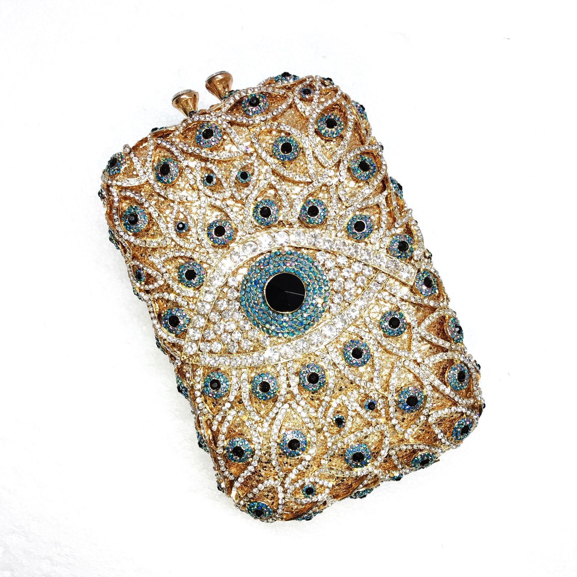Crystal clutch ojos diamantes bolsa de cena vestido de cristal bolsa de metal de diamantes llenos bolsa de mano vertical