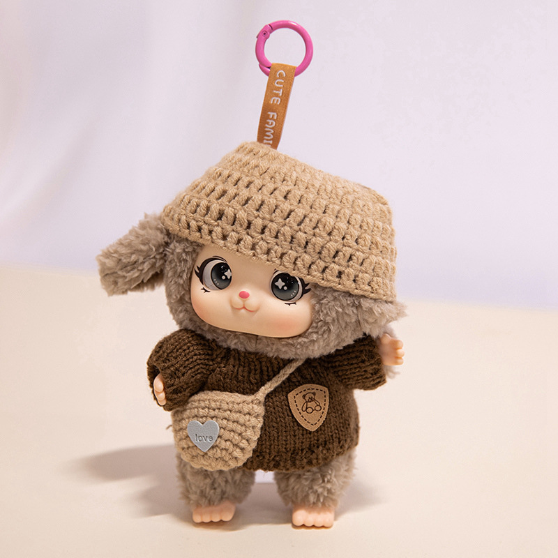 Cute silicona mascota familia colgante juguetes de peluche muñeca muñeca mochila muñeca llaveros muñeca