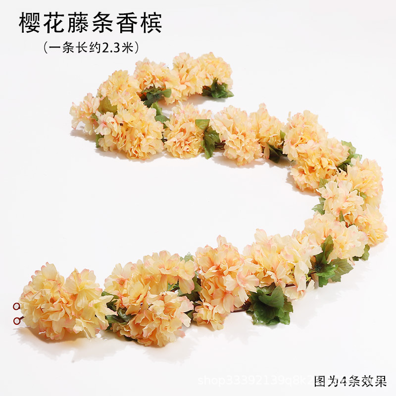 Boda flor artificial Rosa ratán flor artificial cama cabeza flor pared colgante hogar Decoración de la boda vid al por mayor