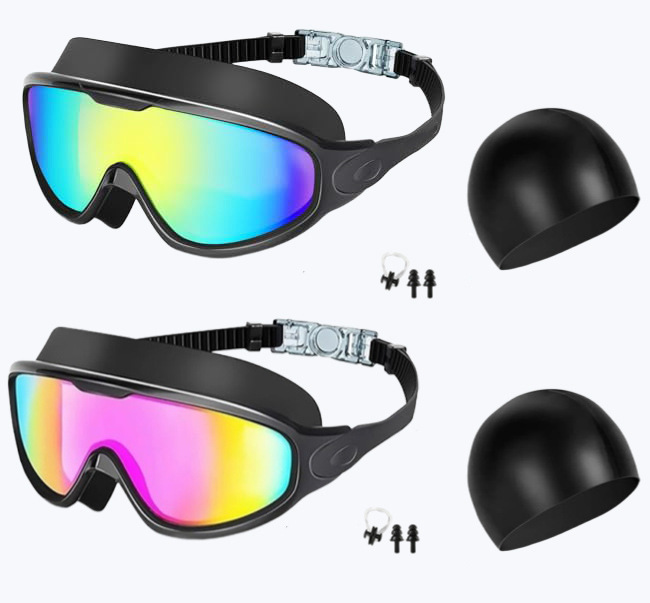 2000 블랙 골드 도금 + 블랙 파우더 도금 + 수영모 세트 (노즈 클립 귀마개 + 컬러 박스 포함)