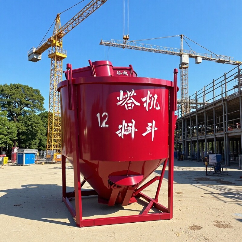 Construction Site Round Thickened Concrete Hopper, Crooked Mouth Cement Mortar Hopper, Tower Crane Ash Hopper