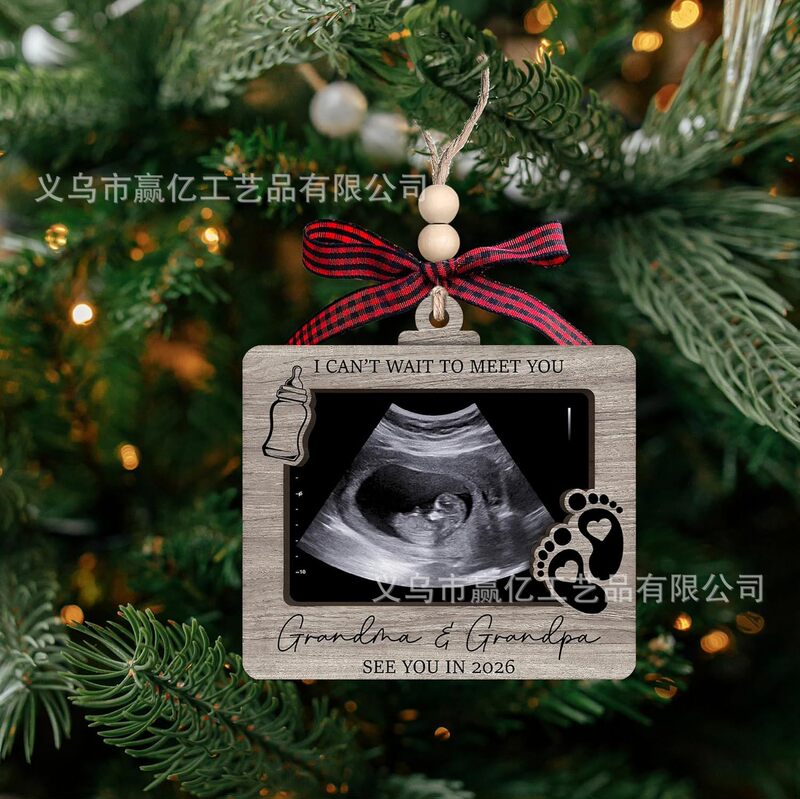 Wooden Baby Ultrasonic Photo Frame Pendant, Baby Keepsake Photo Frame, Cross-Border Wooden Wall-Mounted Commemorative Frame