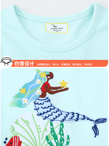 Jumping Meters Summer Dress for Girls - New 2025, European and American, Small and Medium Children's Skirts, Short Sleeve Girls' Clothing
