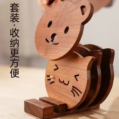 Creativo animal taza de madera almohadilla de forma de animal taza de café taza de té mesa almohadilla antideslizante