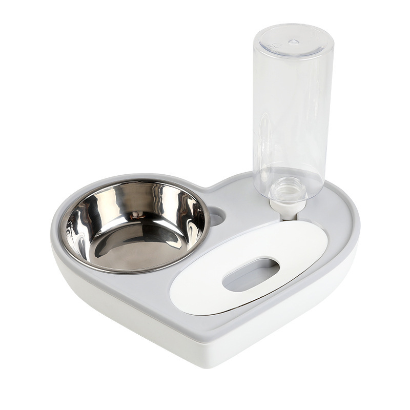 Gato Tazón de acero inoxidable alimentador automático de agua potable integrado anti-golpe en forma de corazón Pet Bowl perro tazón gato tazón fábrica ventas directas