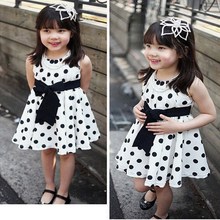 2015 baby girl round dot kids girls summer dress 100cm-140cm