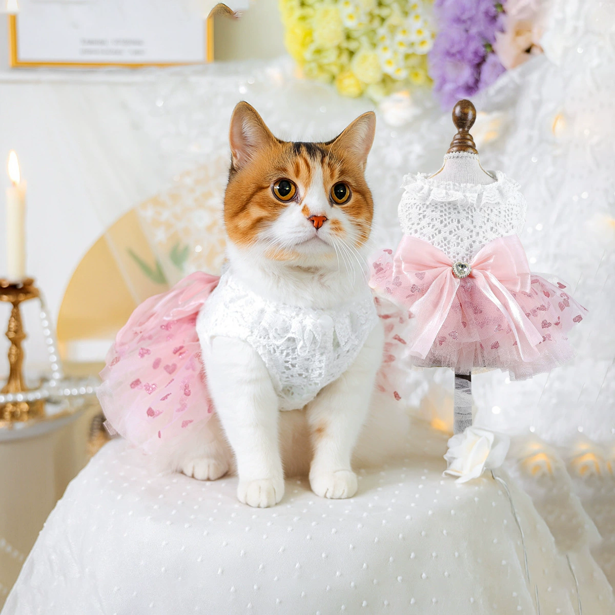 Пятно трансграничный взрыв домашних щенков кошачьей одежды фабрика прямых продаж осень-зима новая розовая принцесса пушистая юбка