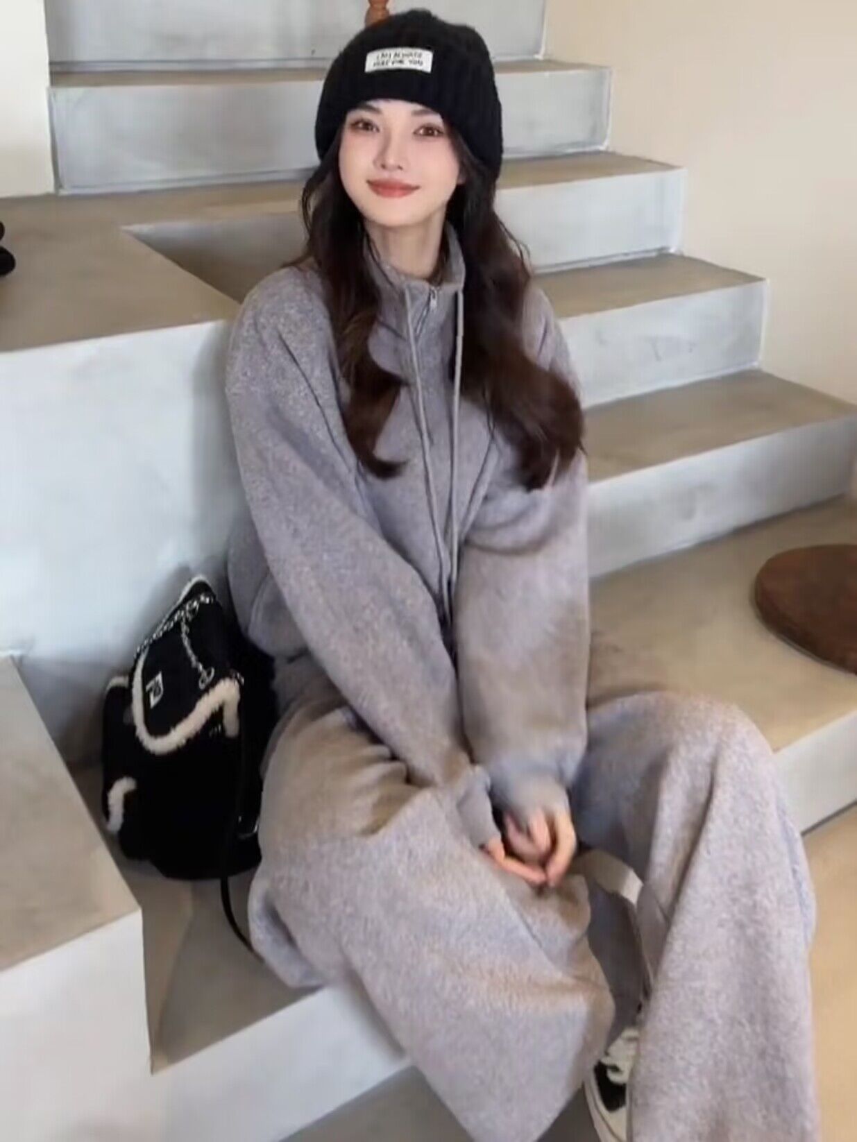 Felpa da donna ActiveGo, stile europeo, autunno inverno, alla moda, casual, pantaloni larghi, foderati in pile, due pezzi sportivi_voghion.com