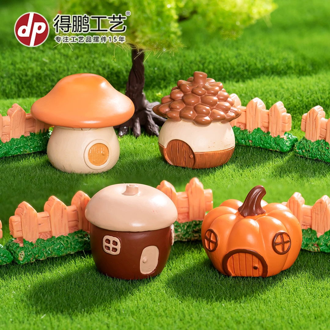 (2개) 마이크로 조경 장식품 창의적 귀여운 숲 나무 집 작은 집 수지 공예 DIY 데스크탑 장식 액세서리