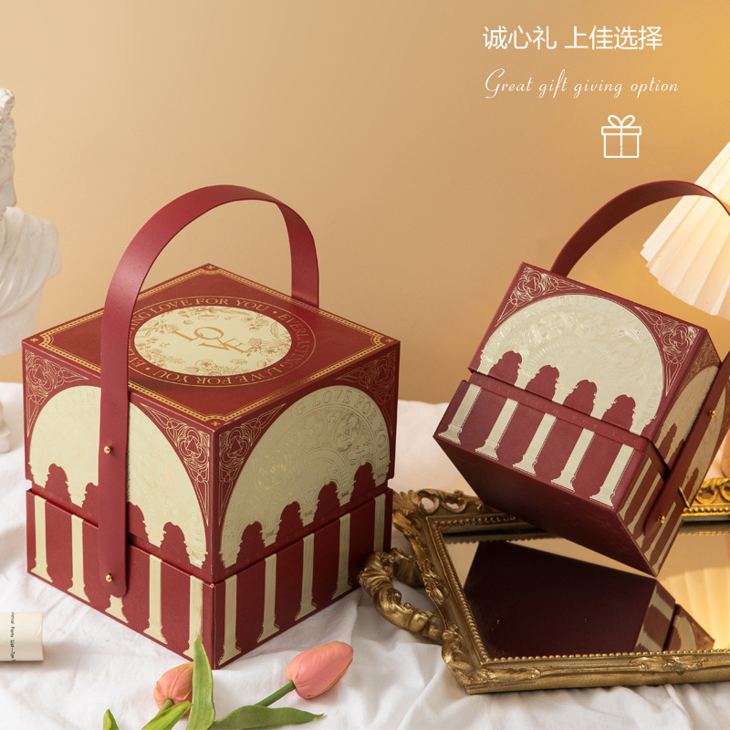 創意結婚喜糖盒婚禮伴手禮伴娘回禮喜糖包裝盒手提羅馬柱禮品盒空