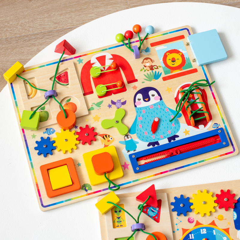 Madera colorido universo ocupado tablero transfronterizo e-commerce bebé Montessori educación temprana juguetes educativos mano-ojo coordinación Juguetes