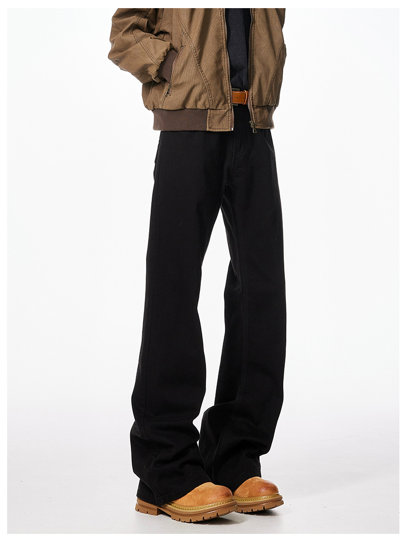 Paris Bootcut Black Scimitar Jeans Men's Spring And Autumn New Loose Cleanfit Micro Straight Pants_viptrois.com