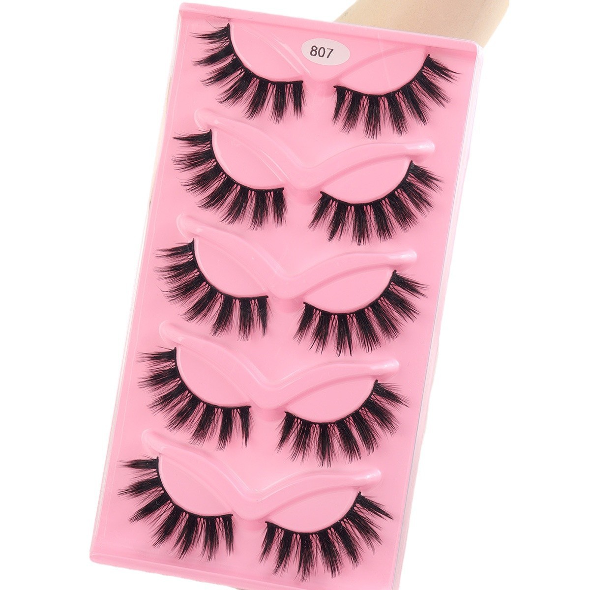 Nuevos productos 5 pares de ojos de gato, pestañas de zorro, pestañas falsas de estilo antiguo inclinadas, pestañas naturales, curvas gruesas, ojos de zorro, simulación