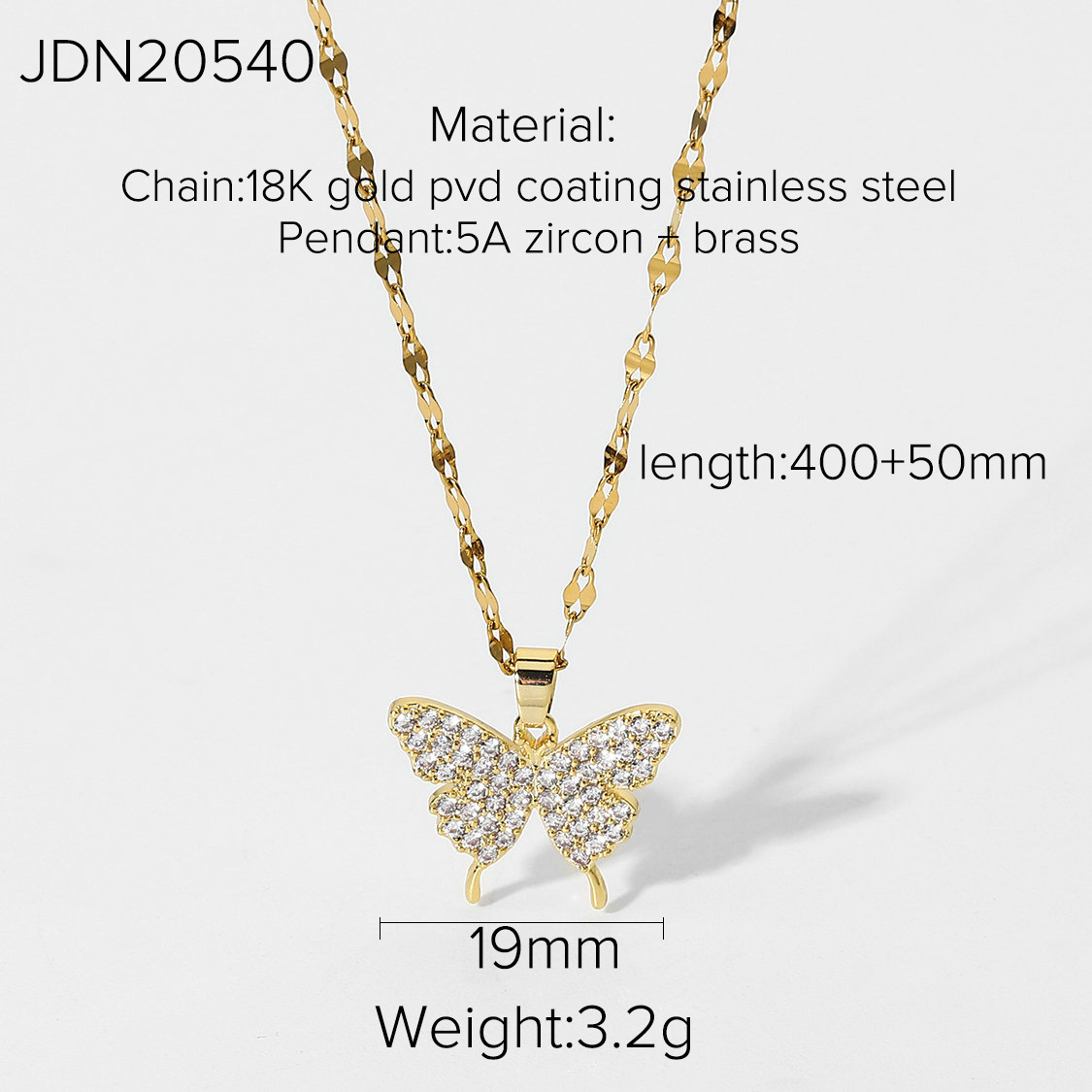 Wholesale Jewelry Butterfly Inlaid Diamond Pendant Stainless Steel Necklace Nihaojewelry display picture 7