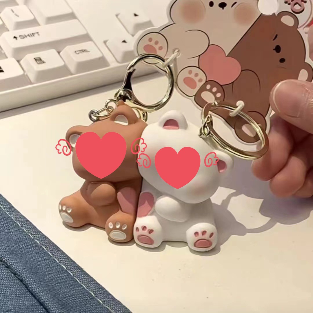 Lindo oso de dibujos animados y pegatinas para ti Pareja de amor Llavero magnético colgante pequeño regalo muñeca pequeño regalo colgante