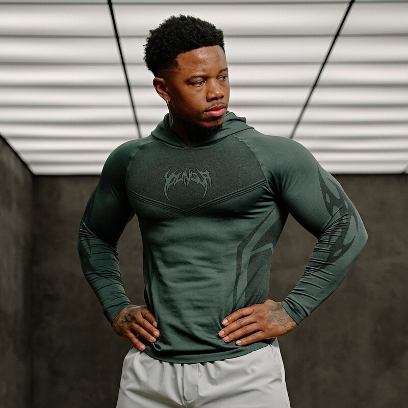 American Style Trendy Brand YOUNGLA Tight Hoodie Men's Jogger Fitness Sports Stretch Sweater Jacket Training Clothes