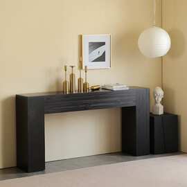 侘寂风民宿靠墙原木玄关桌复古客厅沙发背几装饰边桌条案展示桌